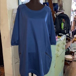 Ellos long, side zipper blouse, raglan sleeves 1X